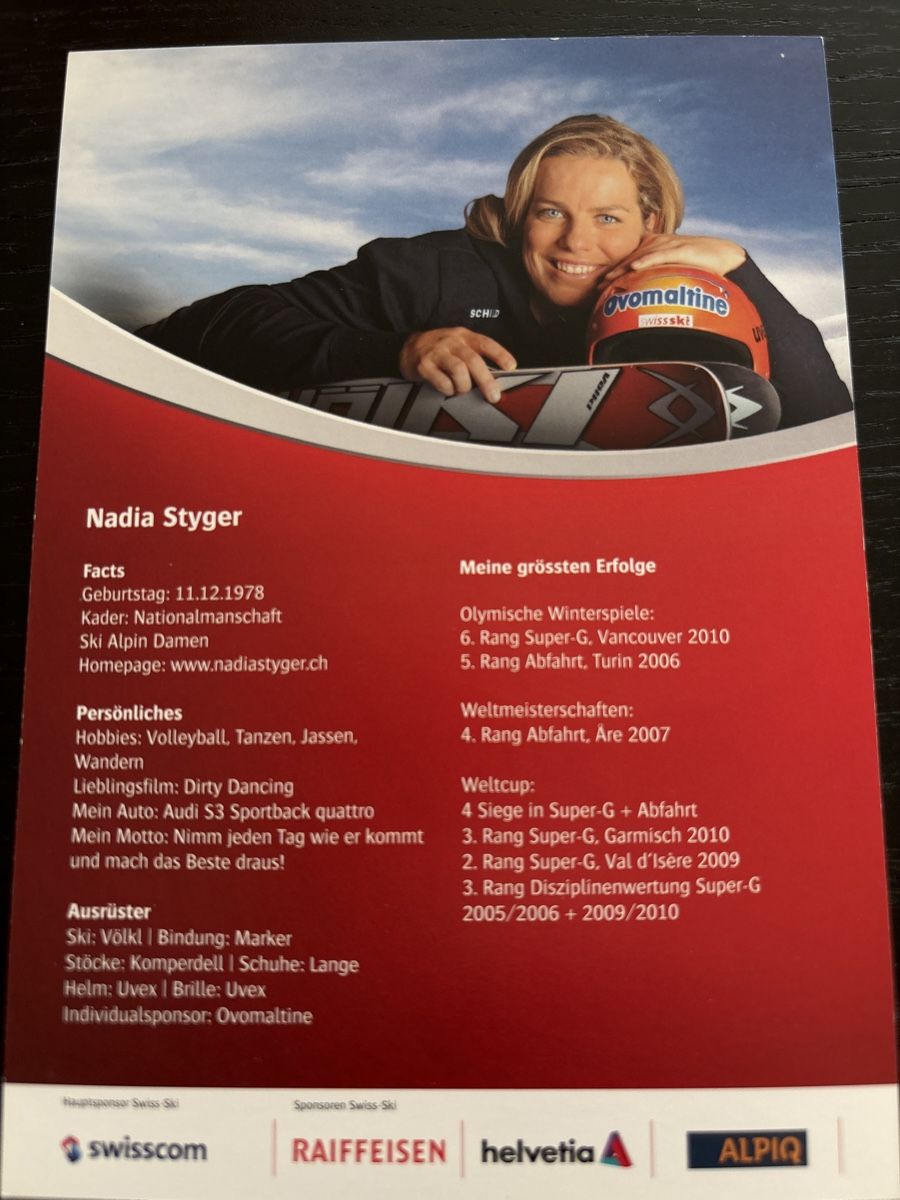 Autografi: Nadia Styger – Usato da Uetendorf venduto da hoisle 1