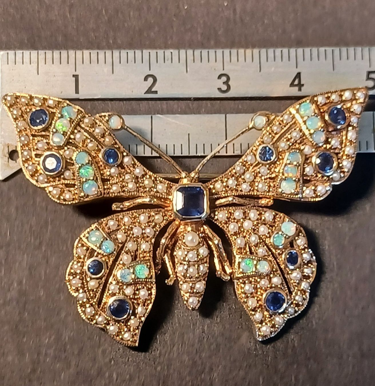 Ciondoli: SCHMETTERLING 375er Gold mit Saphir, Opal und Perlen – Usato da gais venduto da dun_c2xc