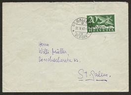1941 20 Rp Brief frankiert mit 20 Rp. Flug Kreidepap.