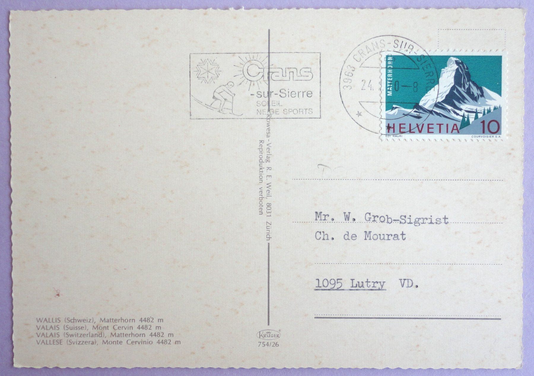 Cartes postales: Matterhorn 4482 m – D'occasion à Fétigny par Billy2miny 1