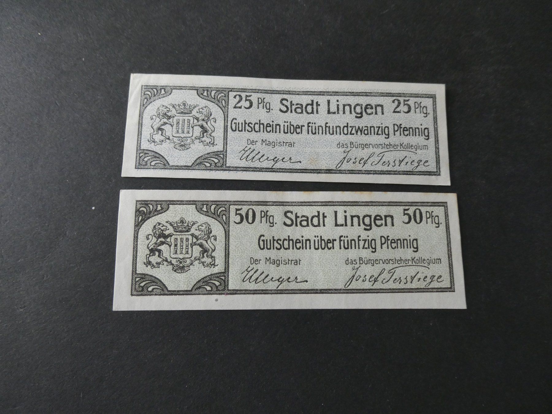Banconote: Dt. Reich, Lingen - 2 Notgeldscheine – Usato da Hinterforst venduto da Rohusri