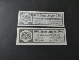 Dt. Reich, Lingen - 2 Notgeldscheine