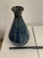 Blaue Keramik Vase Handarbeit signiert 30cm hoch Ki4
