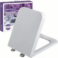 WC-Sitz eckig 36×47 cm Softclose abnehmbar Weiss