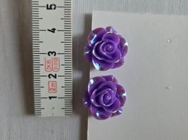Rosen Ohrclips, Clip goldfarben Vintage Retro Stil Rose