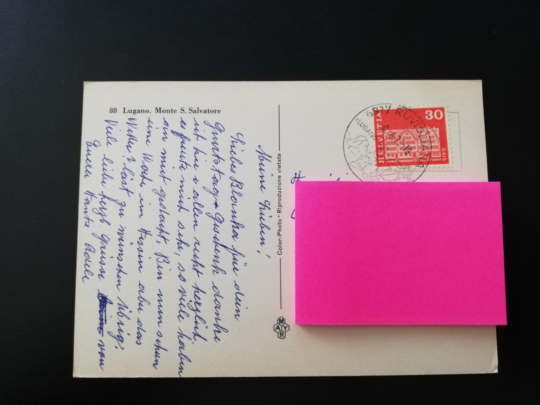 Cartoline postali: Lugano + Monte San Salvatore - Postkarte / Ansichtskarte AK – Usato da Amriswil venduto da Alfaromeo007 1