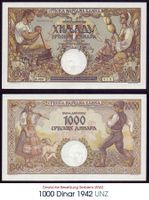 1000 Dinar 1942 WW2 UNZ