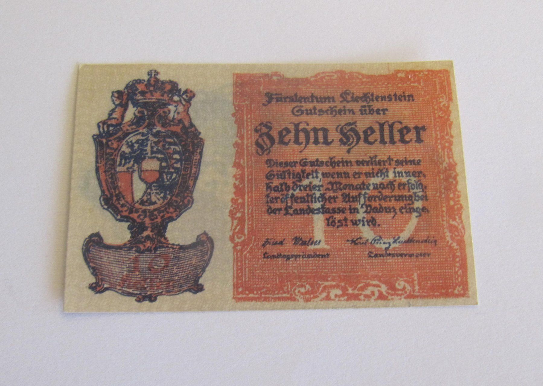 Banknoten: Banknote 10 Heller 1920 (Bankfrisch) – Neu (gemäss Beschreibung) aus Moosleerau von Braten