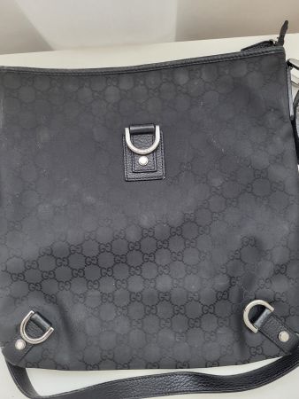 Gucci Umhängetasche GG Canvas Schwarz mit D-Ringen