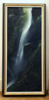 Tableau huile avec motif forêt et cascade