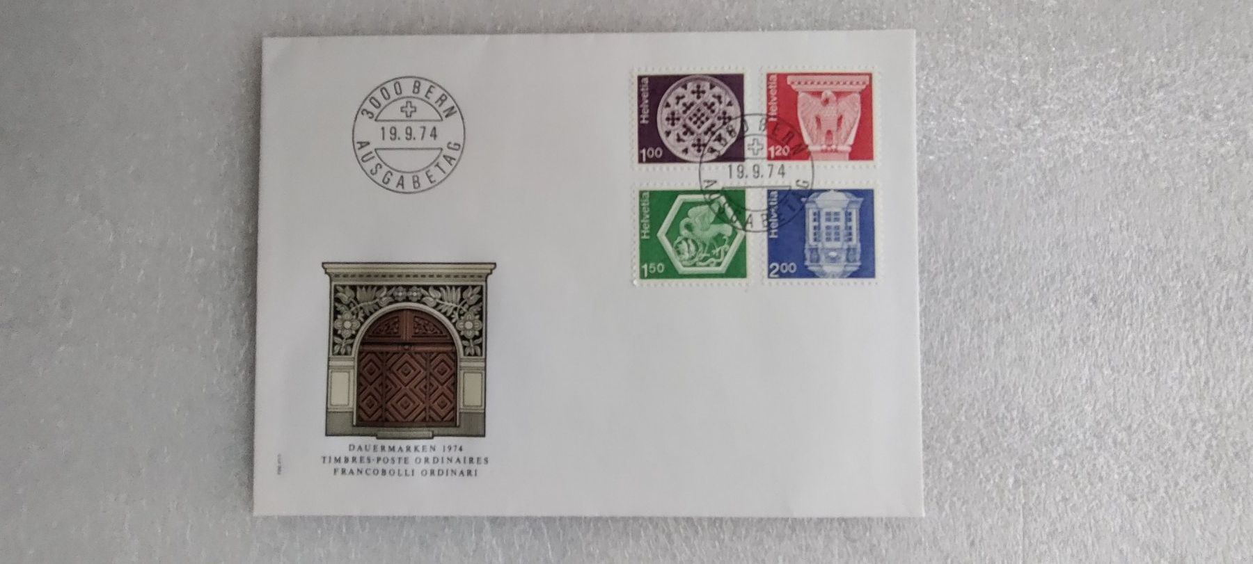 Buste & buste per spedizione: 1x4 Stück Schweizer Briefmarken 1974 – Usato da Zürich venduto da sendbad