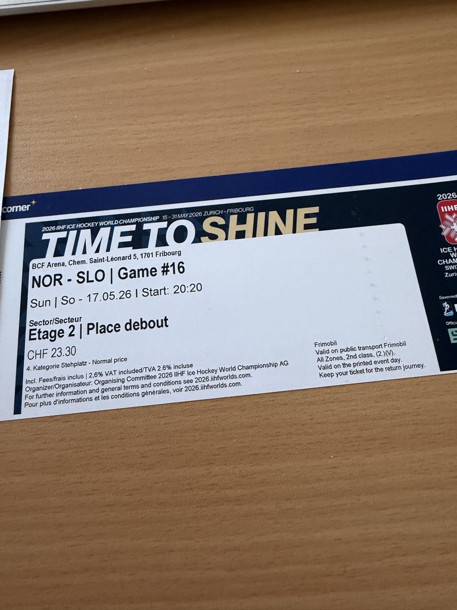 Biglietti: Ticket Norwegen-Slowenien – Nuovo e nell'imballaggio originale da Kloten venduto da swetom