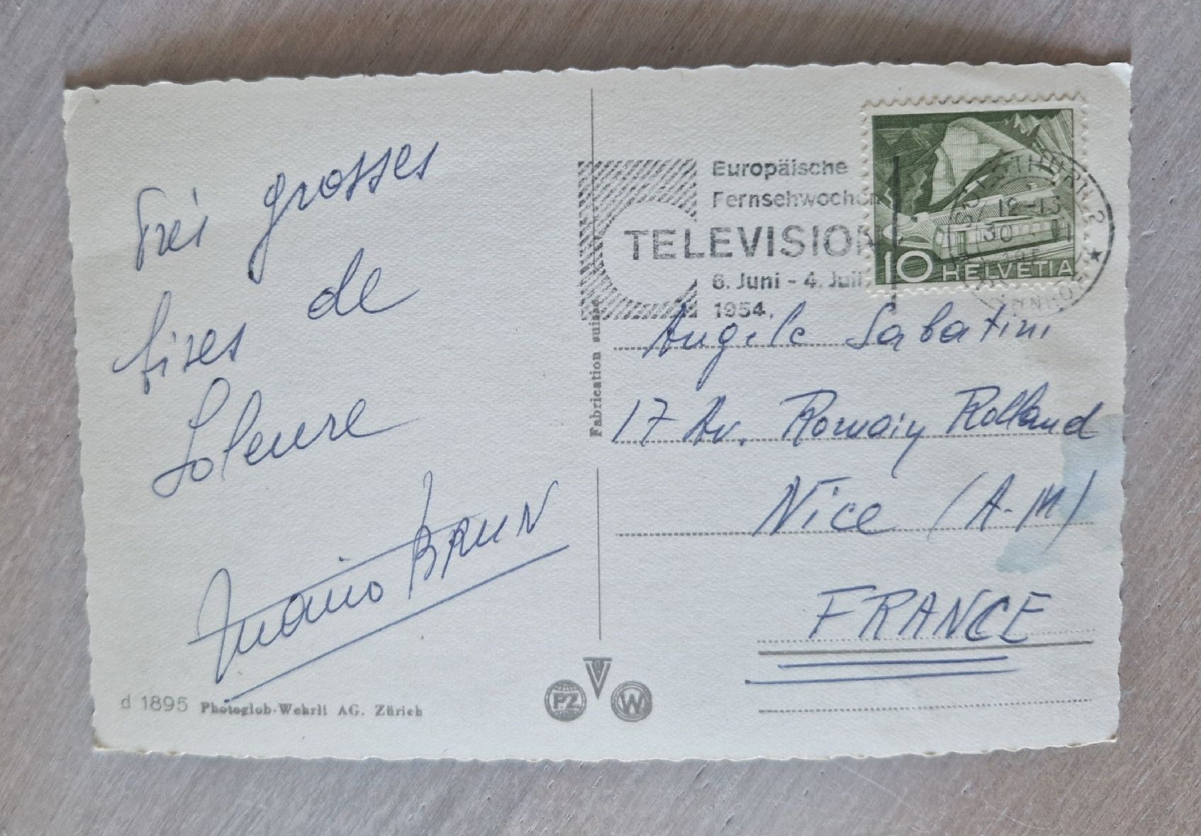 Cartoline postali: Solothurn, Sonderstempel 1954 – Usato da Ebikon venduto da Donar50 1