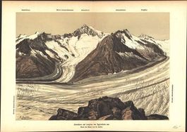 Aletschgletscher Jungfrau Tonlithographie