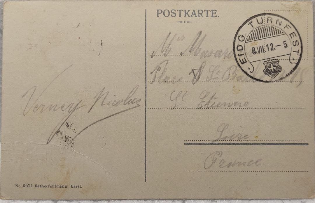 Cartoline postali: BASEL - Strassburger Denkmal - 1912 – Usato da Delémont venduto da Domdom1 1