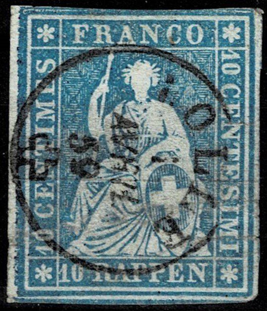 Strubeli 10 Rp. roter Seidenfaden, Vollstempel Rolle 1859 | Kaufen auf ...