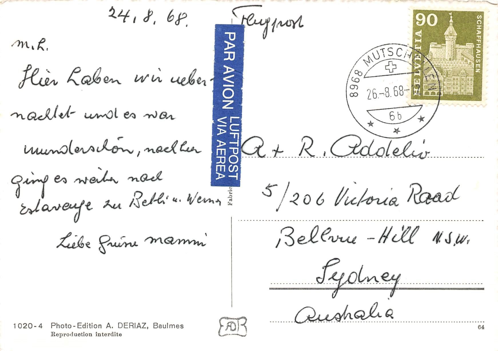 Cartoline postali: Les Rasses, Grand Hotel, Luftpost – Usato da Ottikon b.Kemptth. venduto da Neptun1974 1