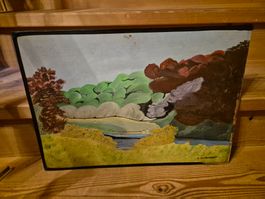 Gemälde A. Leutenegger, Landschaftsmalerei, Kunst, Ölbild