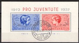 1937  Jub. - Block   Pro Juventute    gestempelt   8.IV.1938