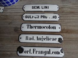 5x antikes Emailschild Apotheke für Schublade Emaille Schild