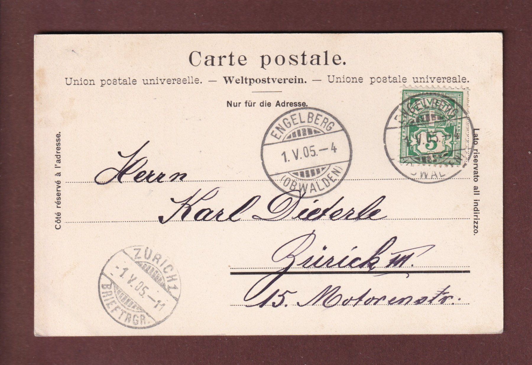 Cartoline postali: TITLISSPITZE - 1905 – Usato da Pully venduto da nicecards 1