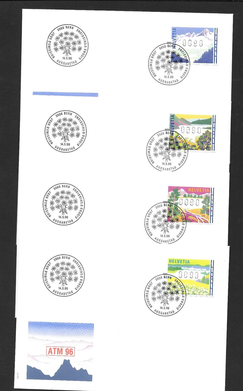 Tutti i francobolli: 4 FDC ATM 11-14 Serie Einzelmarken ET 14.5.1996 – Nuovo (secondo la descrizione) da Olten venduto da clotaldi