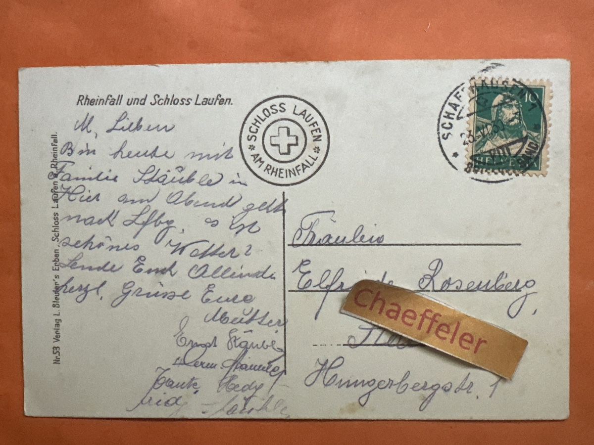 Cartoline postali: 1930 Rheinfall und Schloss Laufen  – Usato da Zürich venduto da Chaeffeler 1