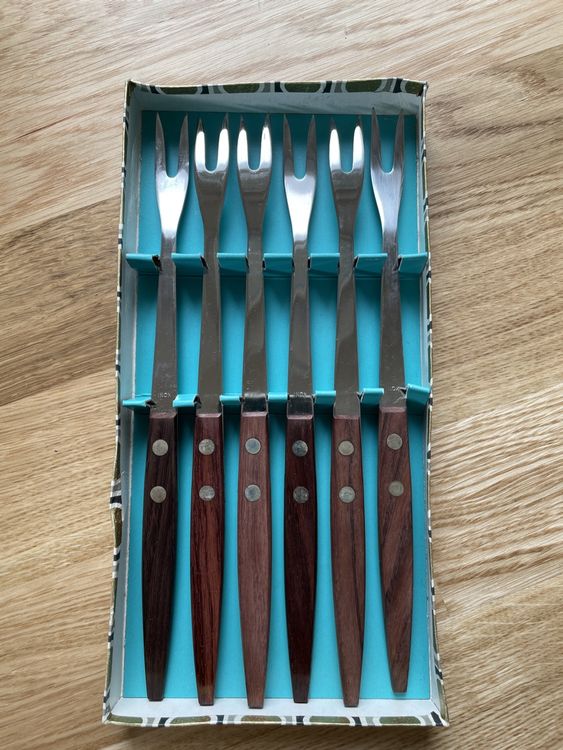 Forchette: Fonduegabeln Set, 6 Stk. Holzgriff, Vintage Design, Top! – Usato da Liebefeld venduto da Langspielplatte