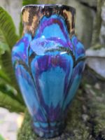 Vase blau lila gemustert Keramik guter Zustand