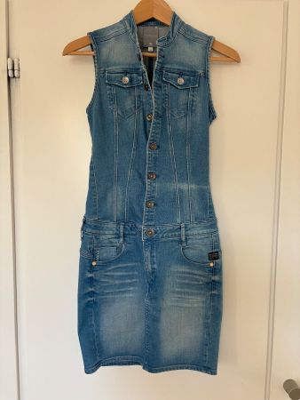 G-STAR ärmelloses Jeanskleid XS hochelastisch