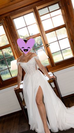 Hochzeitskleid Gr.34/36 wie Neu Weiss Unikat