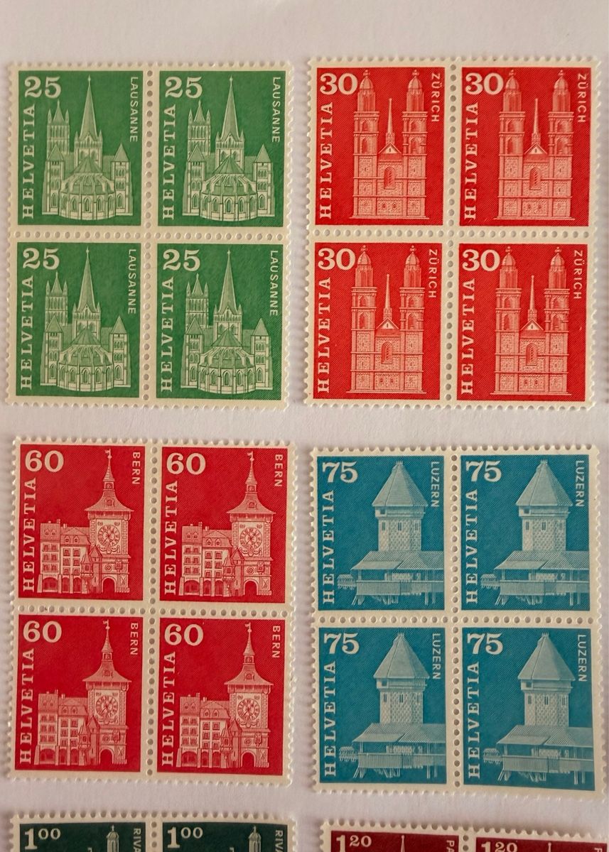 Tutti i francobolli: Schweizer Briefmarken - Baudenkmäler - Viererblöcke – Nuovo (secondo la descrizione) da Schlieren venduto da RoPue 1