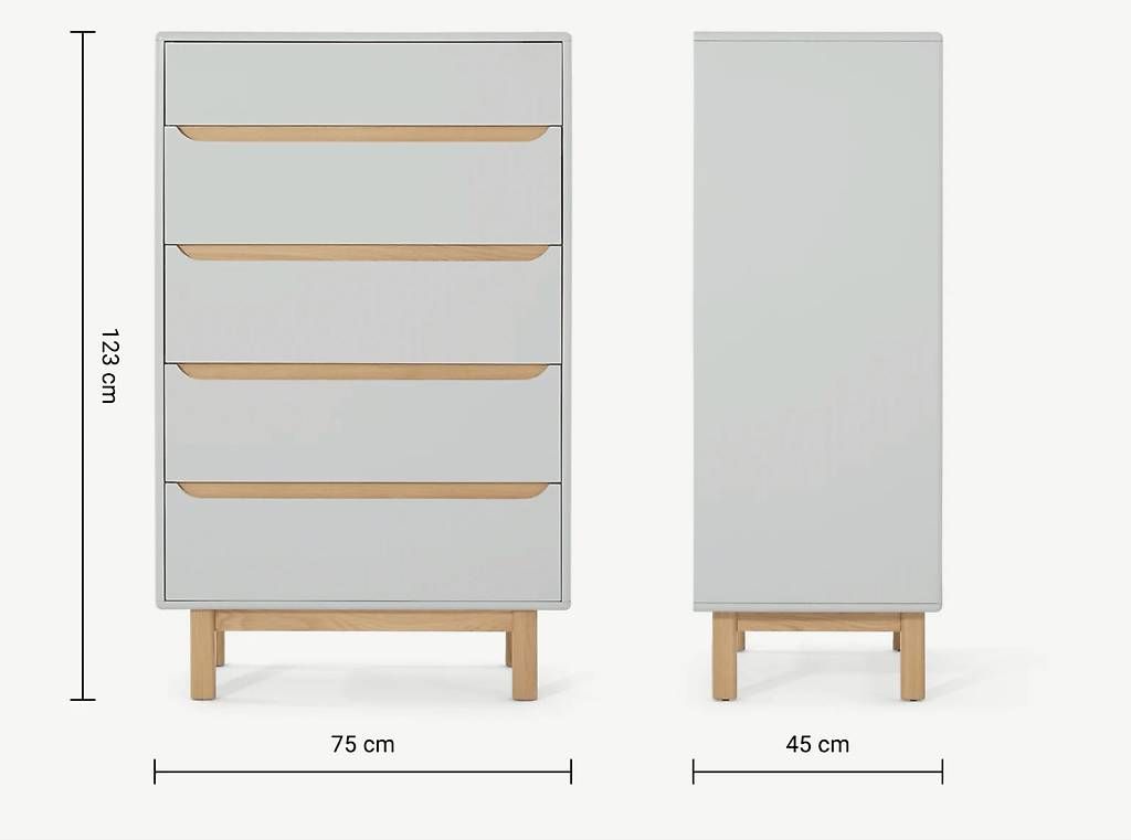 Cassettiere: Commode 5 tiroirs scandinave gris clair bois clair – Usato da Baden venduto da emi_55vx 3