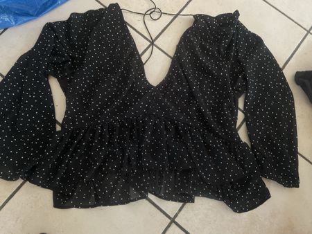 Schwarze H&M Bluse mit Pünktchenmuster, Gr.42, Top Zustand