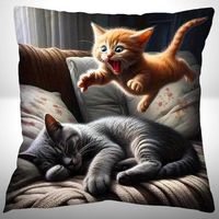 🐾Katzen-Kissenbezug – fliegendes & schlafendes Kätzchen ✨🐱