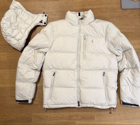 Piumino Polo Ralph Lauren bianco con cappuccio taglia L