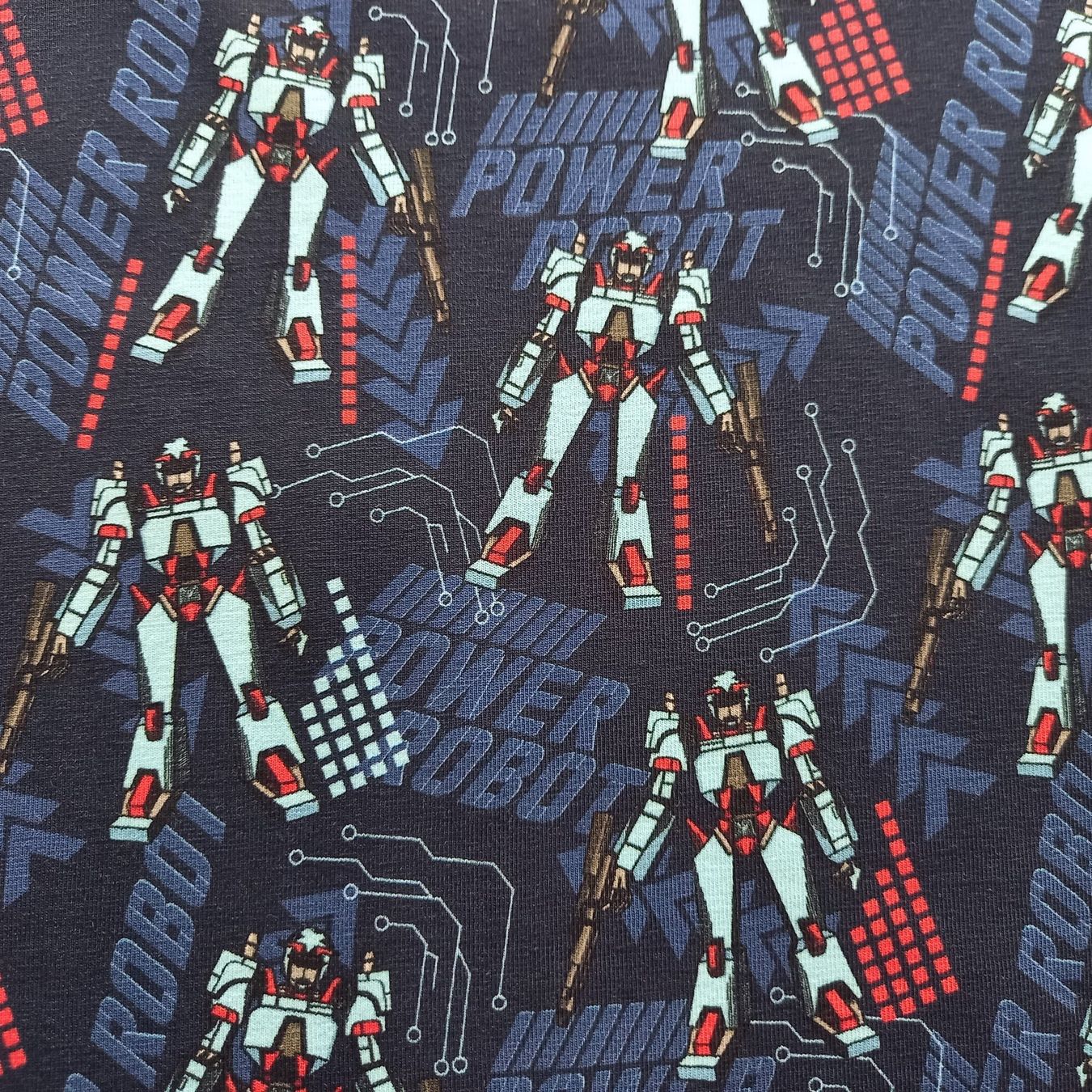 Stoffe: Jersey Roboter dunkelblau – Neu und originalverpackt aus Winterthur von Kimbana