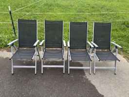4 Camping-Gartenstühle Aluminium klappbar mit Auflage 