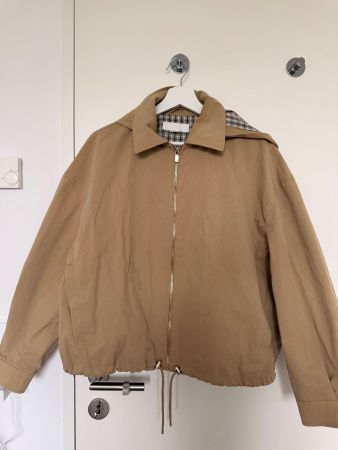 Zara oversized style short raincoat with checked hood size S