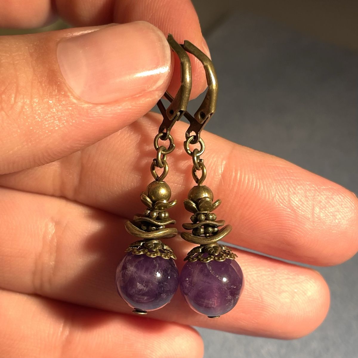 Ohrringe & -stecker: NEU: Amethyst Ohrringe Bronze Vintage Optik – Neu und originalverpackt aus Bellach von Dreamer2501