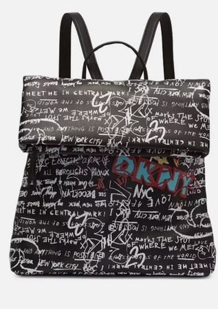 DKNY Graffiti Rucksack schwarz neuwertig