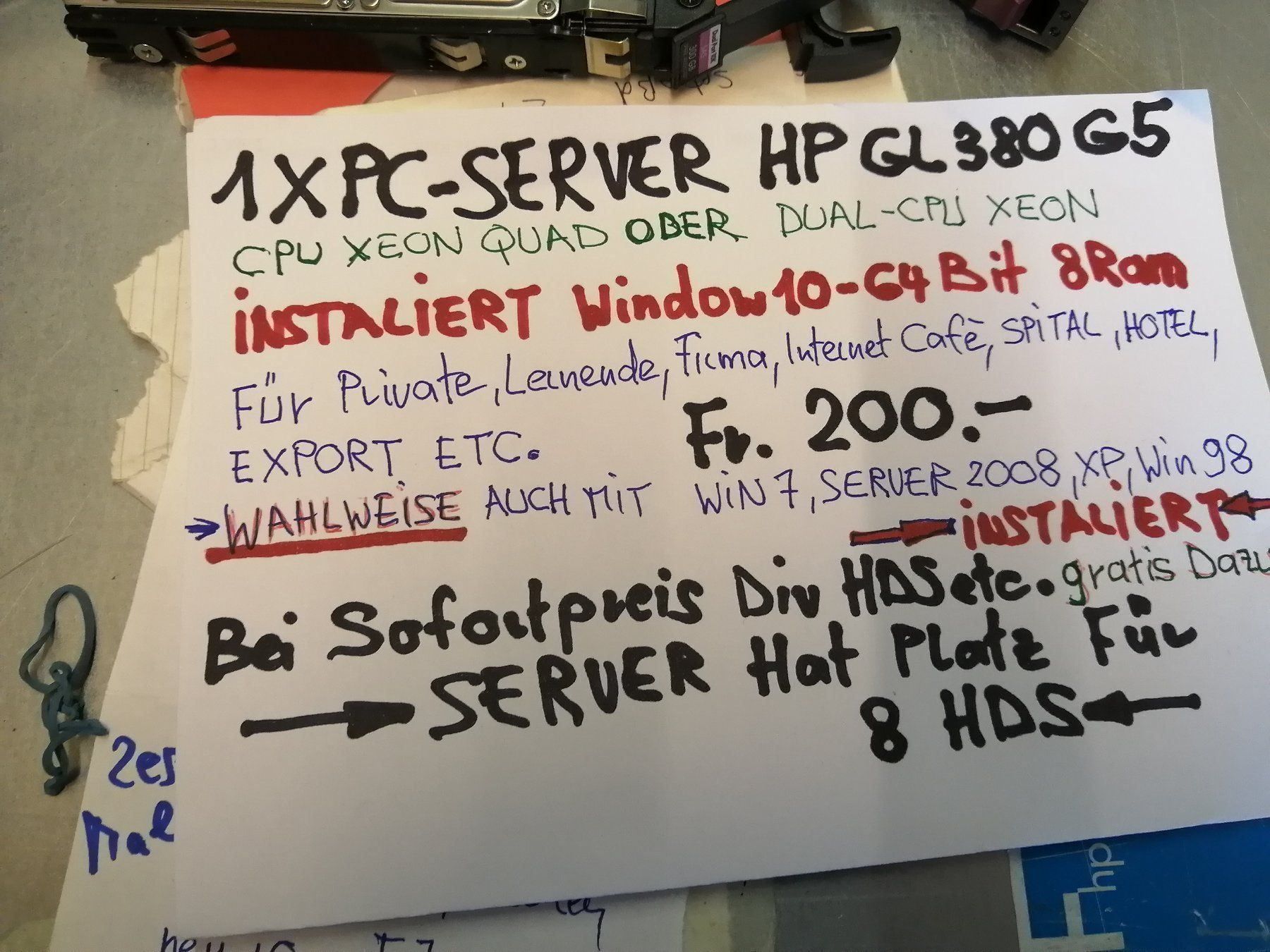 PC: 1 pc server hp mit + 5 hd drin – Usato da wila venduto da audi48 1