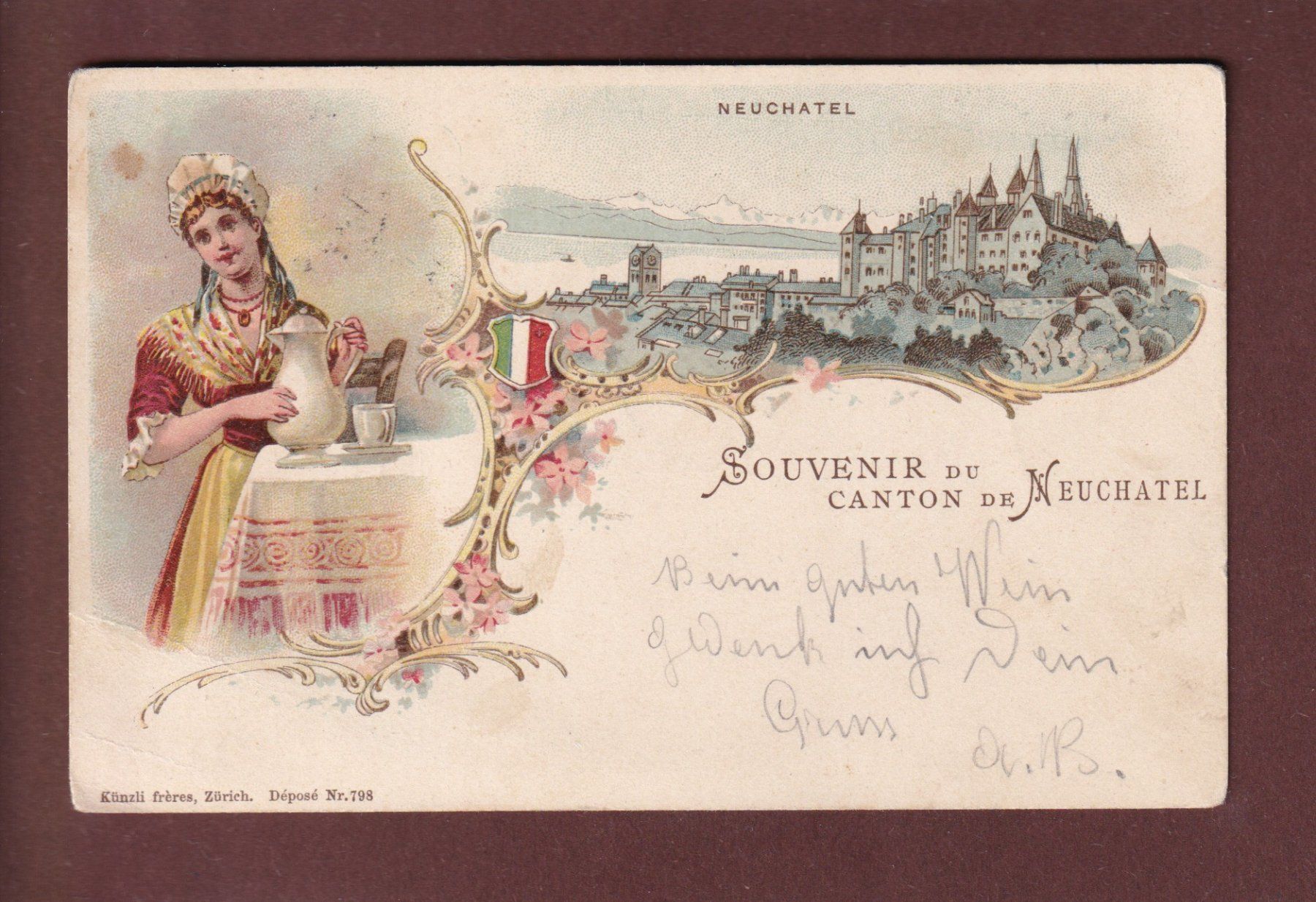Cartoline postali: Souvenir de NEUCHÂTEL - 1902 // pli // – Usato da Pully venduto da nicecards