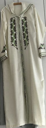 Djellaba mit Kapuze, Elfenbein, Gr. M, Handarbeit, Neuwertig