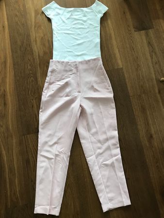 Zara Set: Top Weiss und Hose Rosa, Grösse M, Sommerlich!