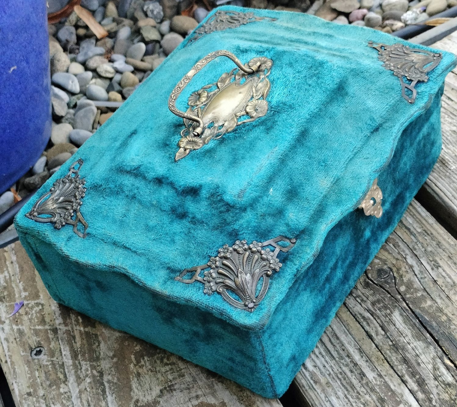 Cassapanche: Napoleon ||| Antike Blaue Samt Schmuckbox – Usato da schwyz venduto da larry91sz 2