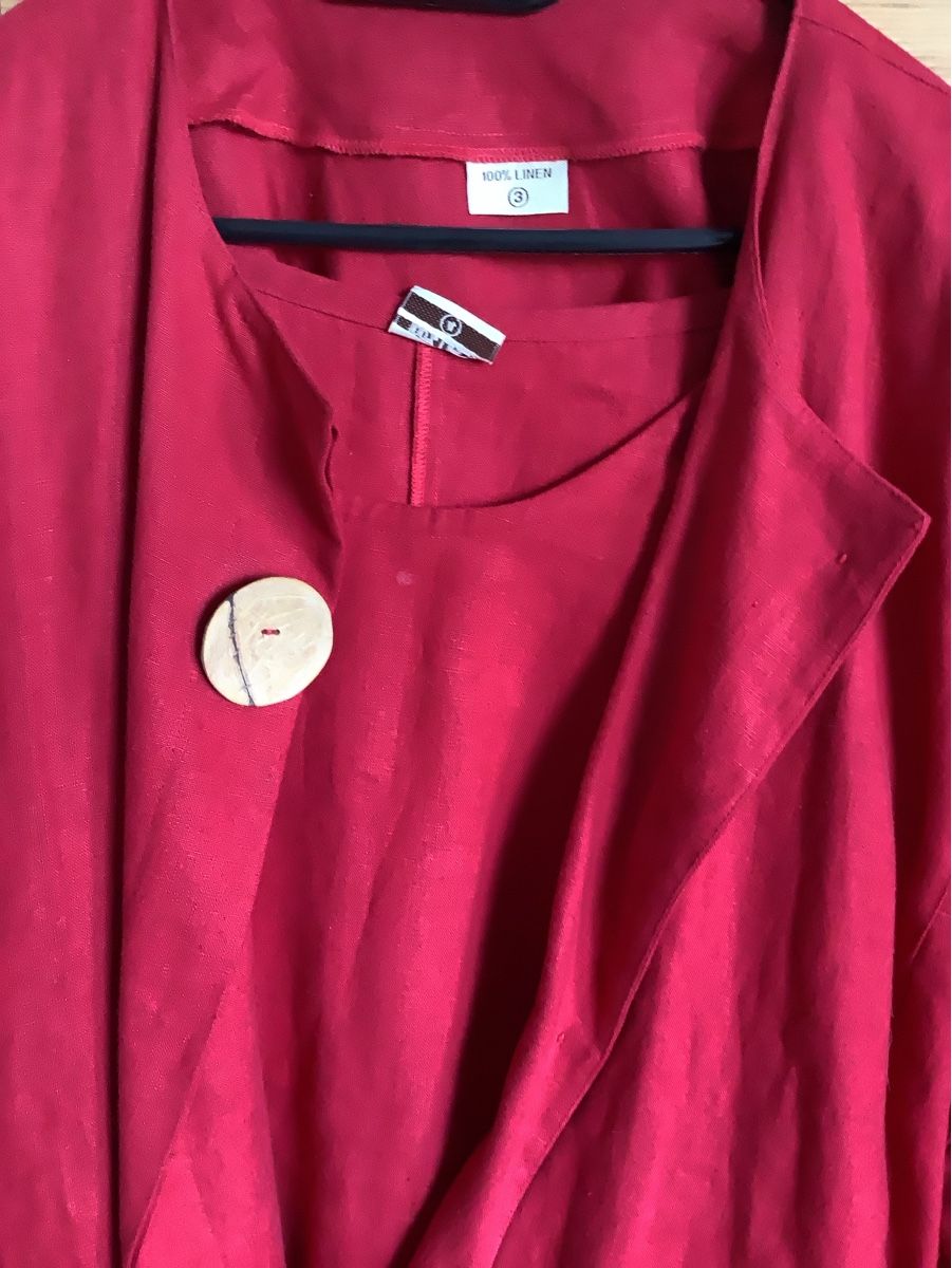 Giacche: Zweiteilig rote Leinenjacke mit Top – Usato da Buch SH venduto da bri_hpp2 4