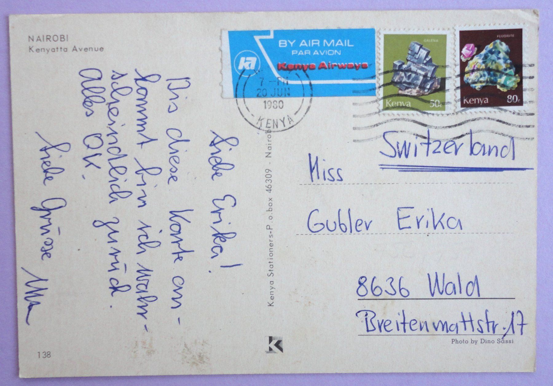 Cartoline postali: Nairobi - Kenyatta Avenue – Usato da Fétigny venduto da Billy2miny 1