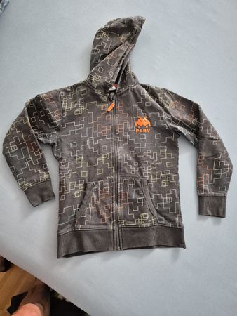 Kinder Kapuzenjacke grau mit Muster guter Zustand