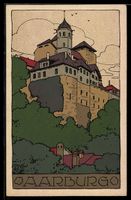 Lithographie Aarburg, Schloss auf Felsen
